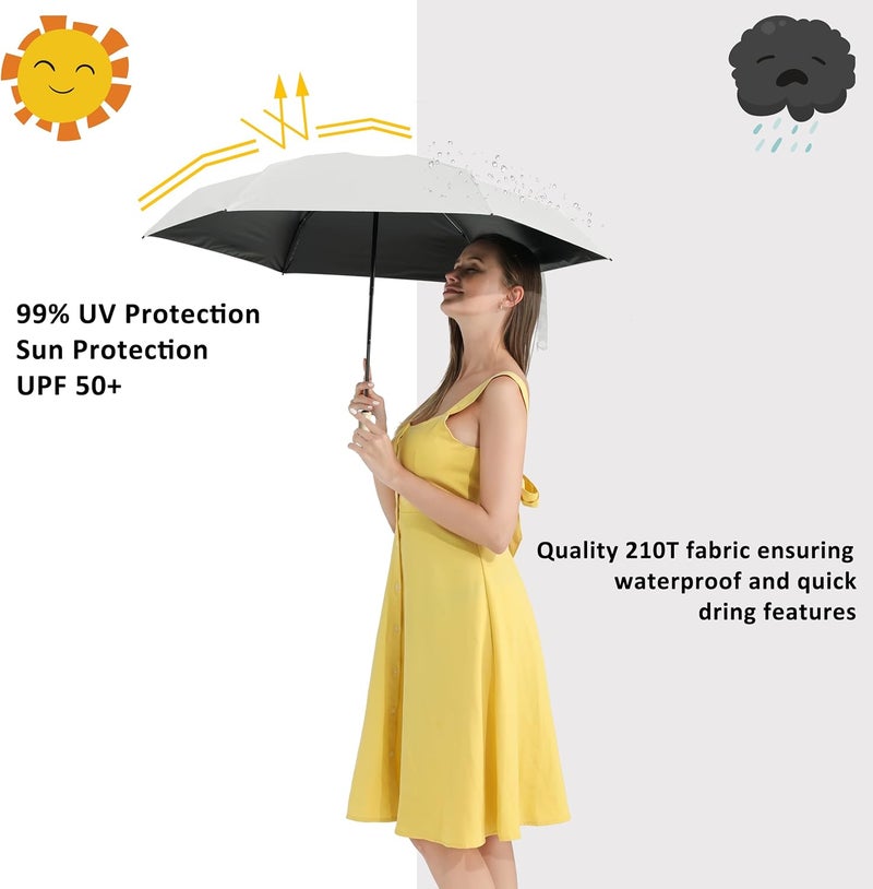 BAODINI Small UV Protection Travel Umbrella Compact for Rain and Sun UPF 50+ Windproof Portable 42 inch Umbrella for Women and Men - Image 2